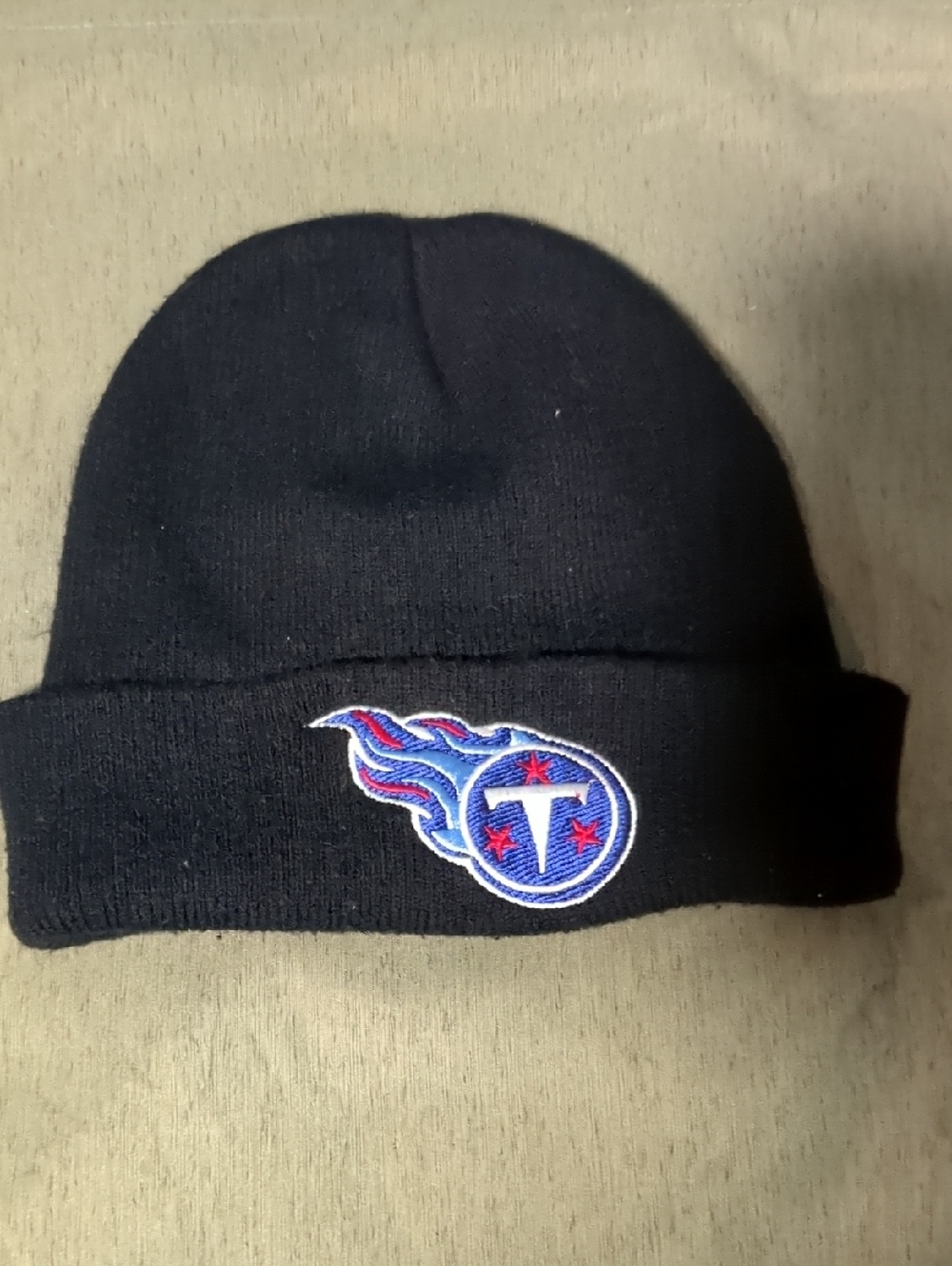 Tennessee Titans Black Knit Beanie with Team Flame Logo